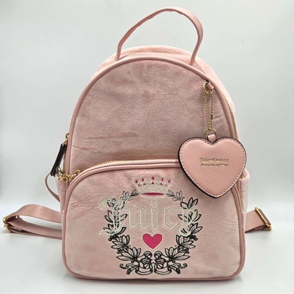 Juicy Couture Pink Diamond Velour Heritage Backpack